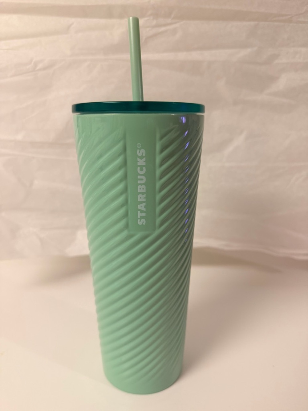 Starbucks Mint and Teal Spiral Reusable Tumbler with Straw